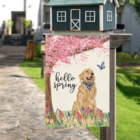 Dlzdn Burlap garden flag front yard decor that withstands outdoor use.