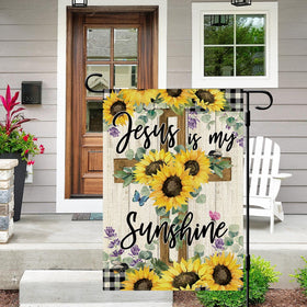 Dlzdn Jesus Is My Sunshine flag back view, double sided design for vibrant year round display
