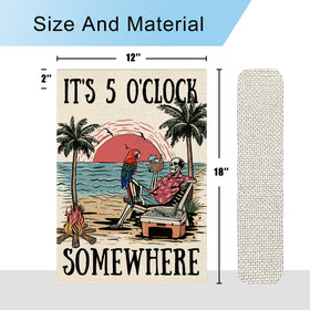 Dlzdn Summer Skeleton Garden Flag 12x18 inch size fits standard flagpoles.