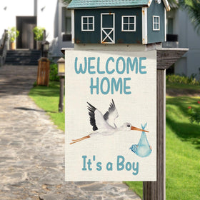 Dlzdn Welcome Home Baby Boy flag, double-sided vibrant printing.