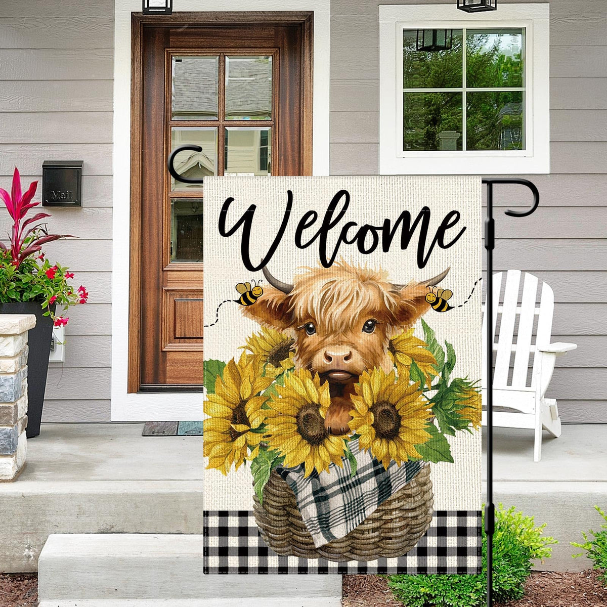 Dlzdn flag closeup highlighting sunflowers to showcase vibrant colors on the outdoor flag.