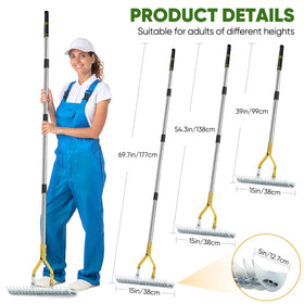 DMHMXZ Thatch Rake features a 17-inch wide head for efficient dethatching.