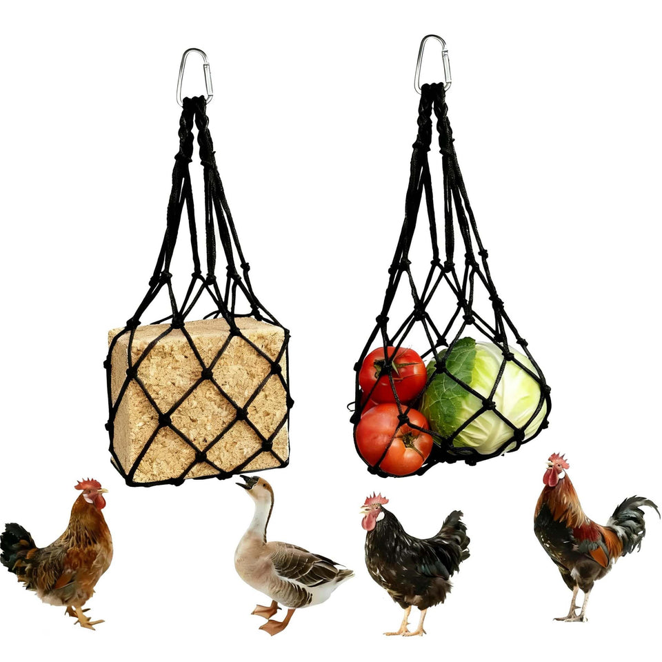 DMIMIA chicken feeder bag hanging toy for enrichment and natural foraging