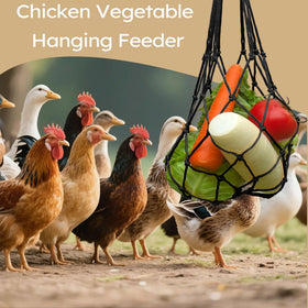 DMIMIA vegetable string bag feeder enables simple coop feeding and reduced waste