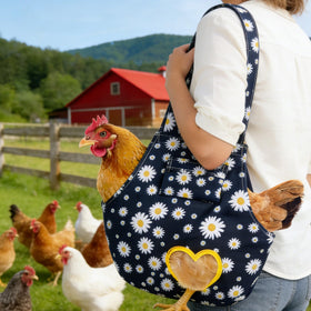 Dmnnlp chicken holder bag navy blue color ideal for travel and vet visits.