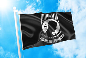 DMSE POW/MIA flag close-up showing durable 100D polyester and stitching