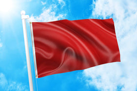 DMSE Solid Red Flag side view highlighting wind-ready design for secure mounting