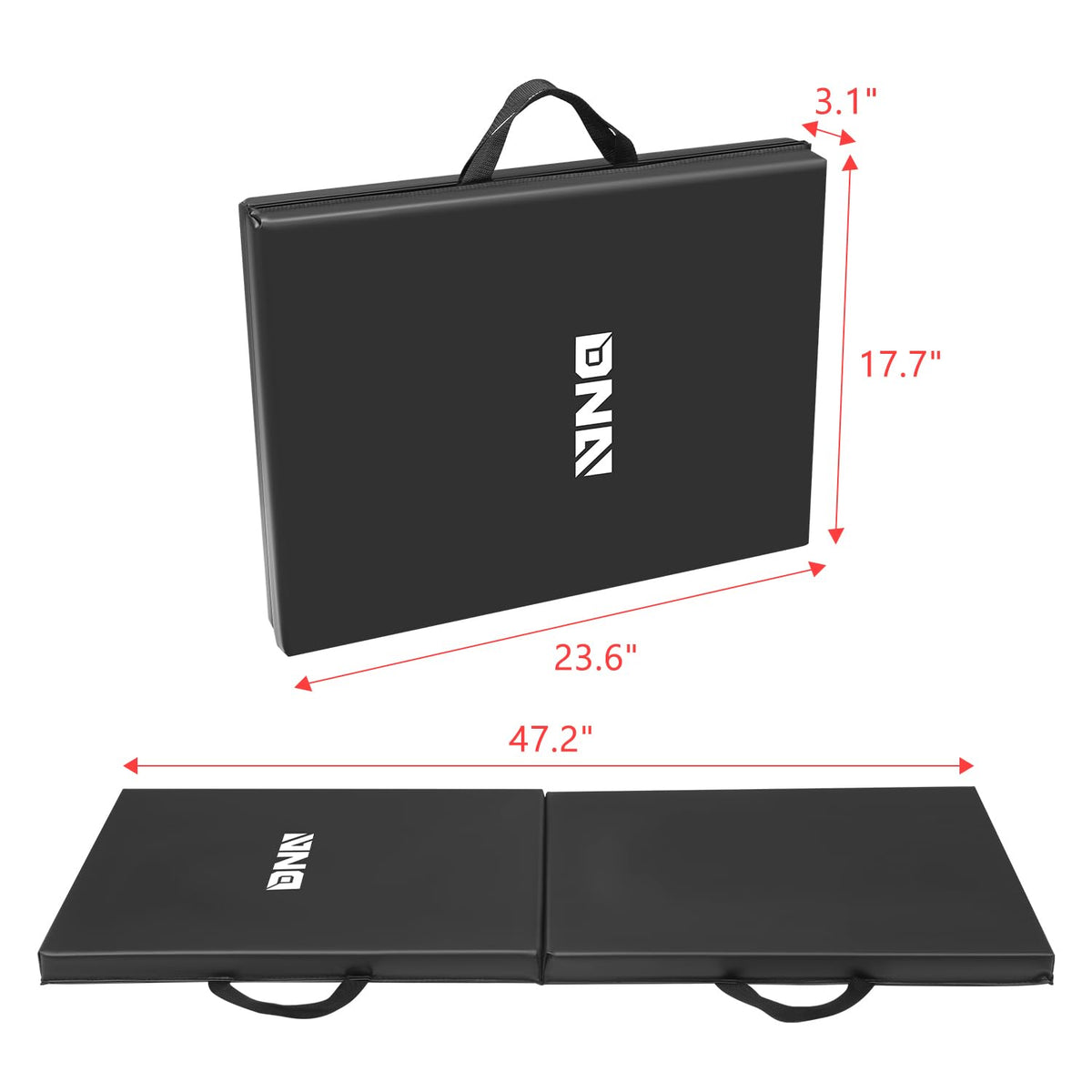 DNA Motoring unfolded kneeling pad extends to 43.2 inches for full knee support.