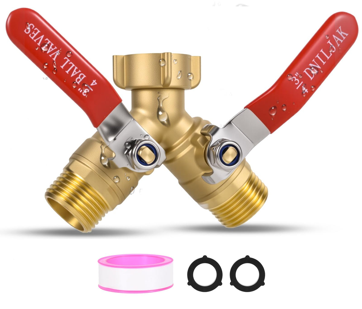 DNILJAK garden hose splitter brass body for durable outdoor watering.