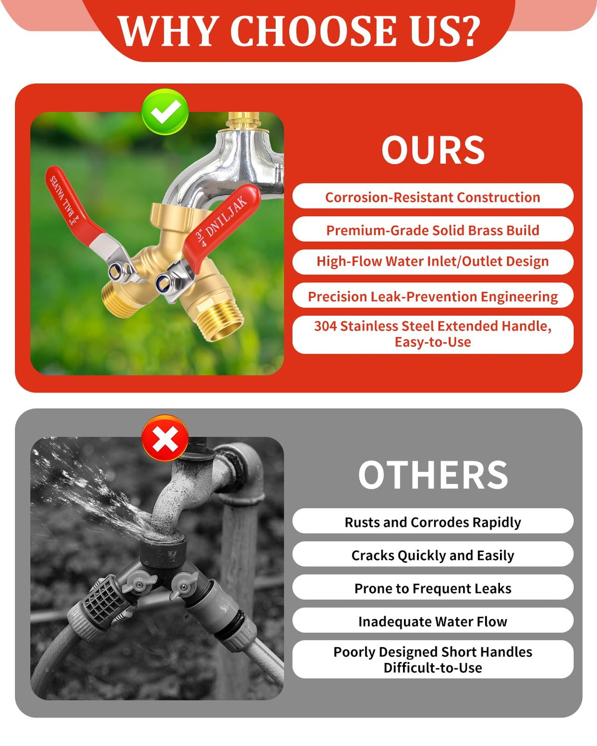 DNILJAK independent shutoff valves enable precise water control.