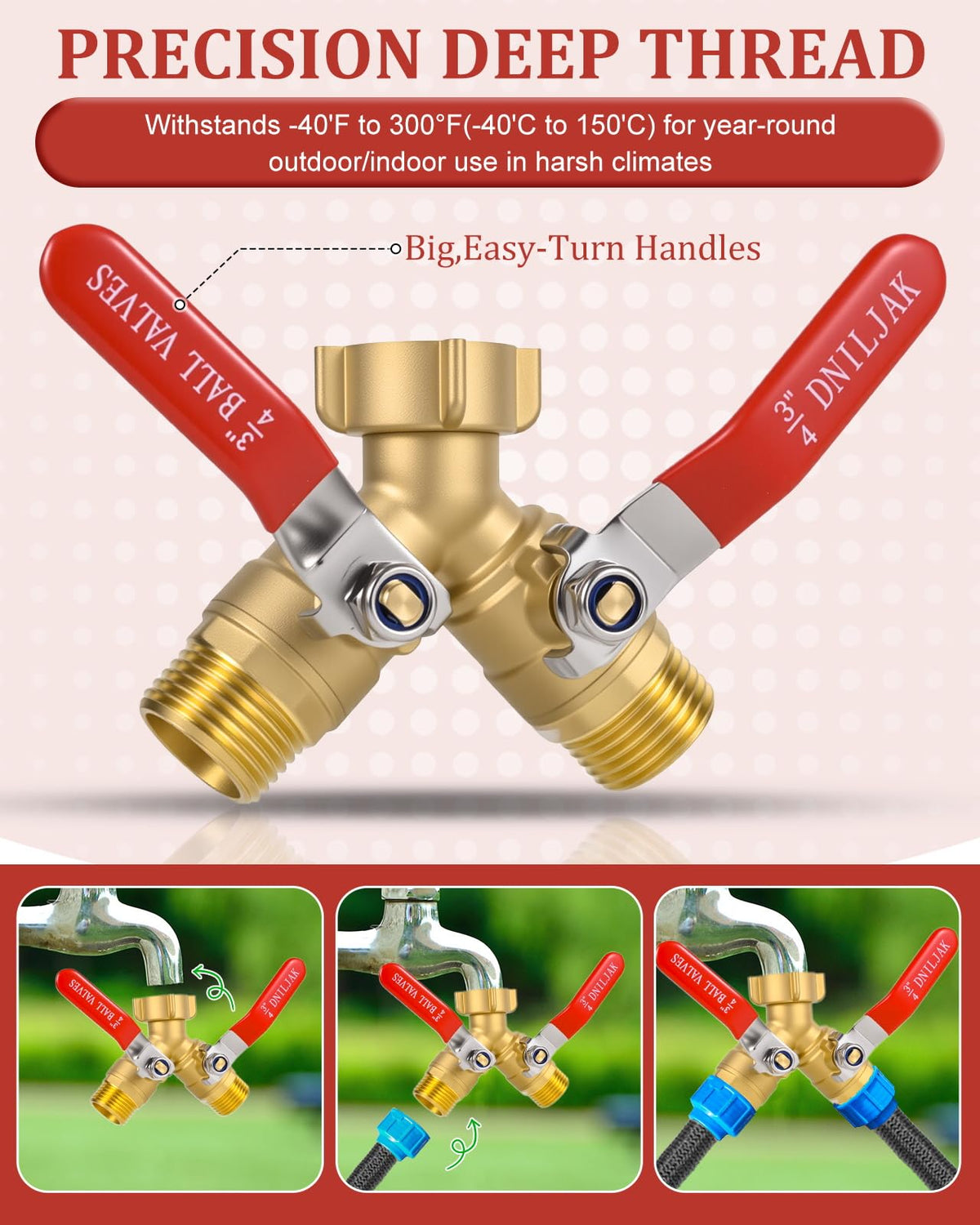 DNILJAK two-way brass splitter supports simultaneous watering tasks.