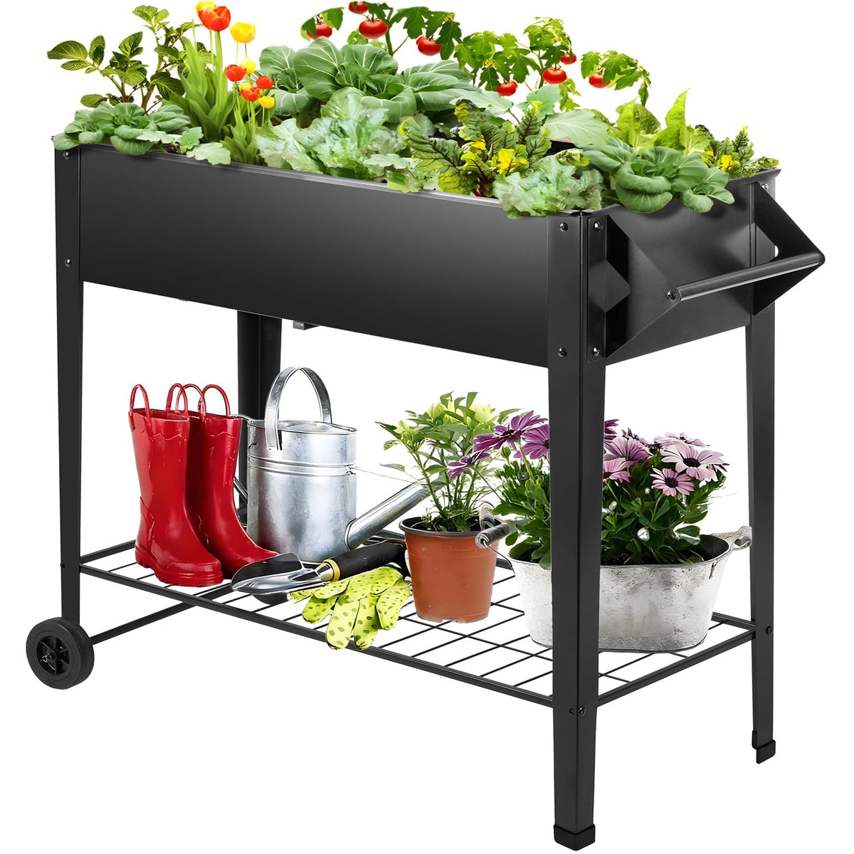 DNKMOR 32in tall raised garden bed with wheels for easy mobility