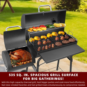 DNKMOR charcoal grill with 535 sq in cooking area for large gatherings.