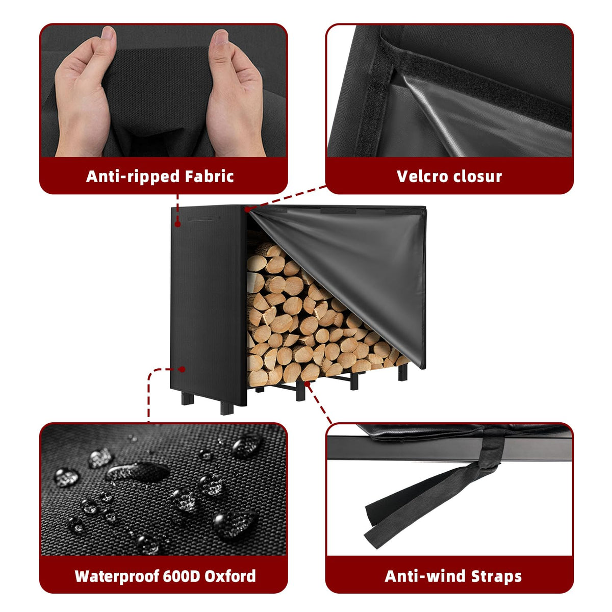 DNKMOR elevated wood rack 5.1 inch off-ground for moisture control