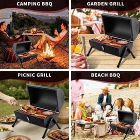 DNKMOR charcoal grill on beach shows family-friendly cooking options.