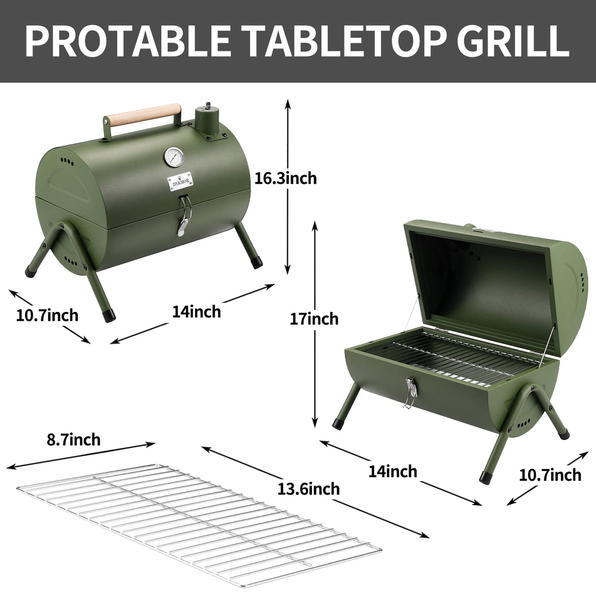 DNKMOR portable design fits in a trunk, ideal for camping and picnics.