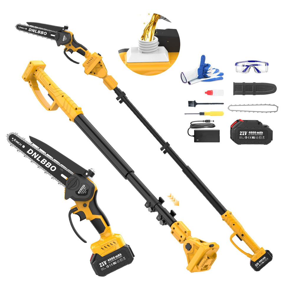 DNLBBO 2-in-1 electric pole saw in use for overhead branch trimming