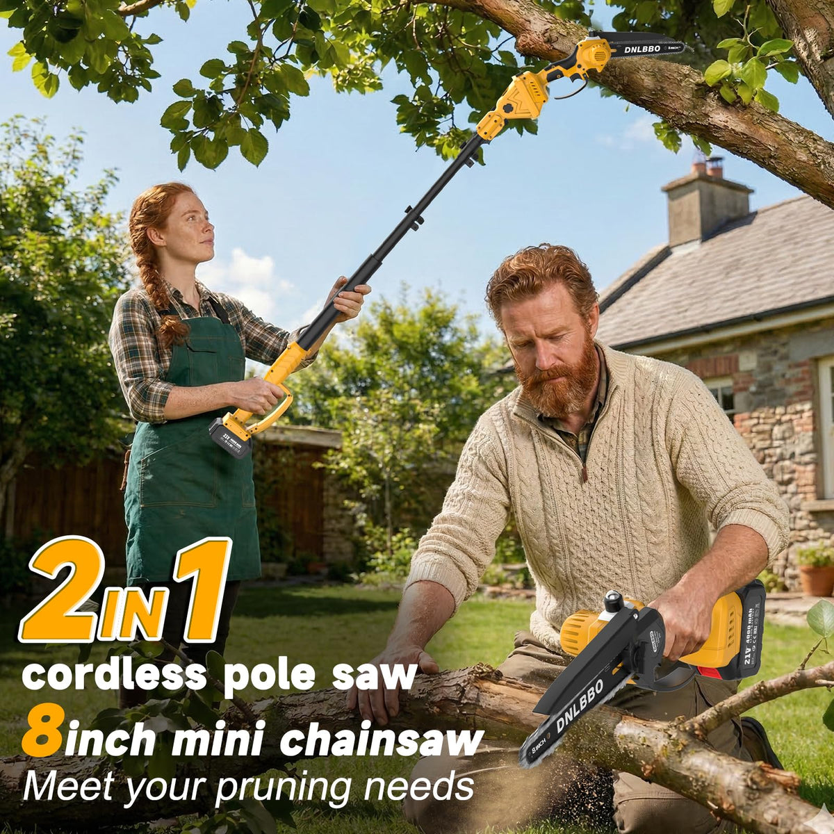 DNLBBO extension pole attached for taller reach without ladders