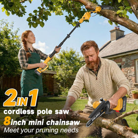 DNLBBO extension pole attached for taller reach without ladders