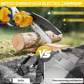 DNLBBO mini chainsaw cutting through branches with minimal fatigue.