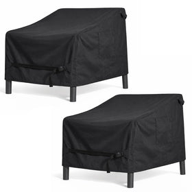 Dntorx chair cover front view protects deep-seat furniture from rain and sun.