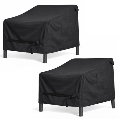 Dntorx chair cover front view protects deep-seat furniture from rain and sun.
