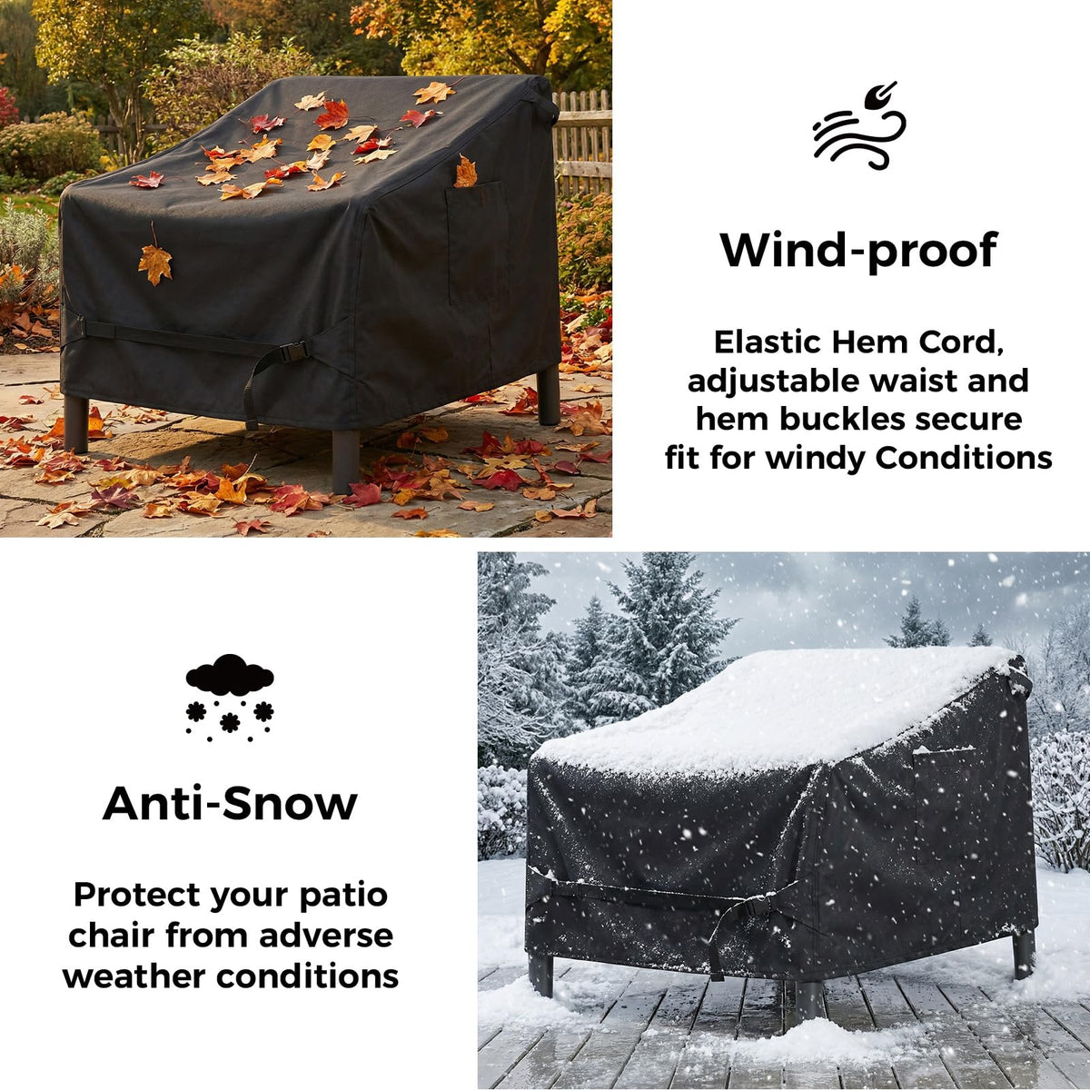 Dntorx chair cover side view shows durable fabric and waterproof finish.