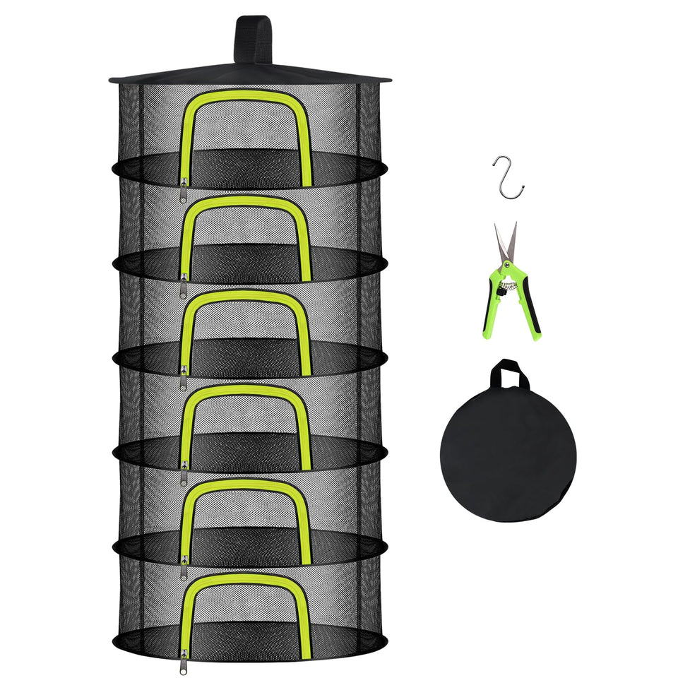 Doacpcr 6-layer herb drying rack stacked nets for maximum airflow.