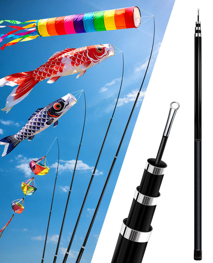 Docarbonfi Windsock Pole extended to 12 feet for clear wind direction at campsites