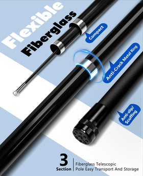 Docarbonfi 3-section pole shows twist-lock for secure setup.
