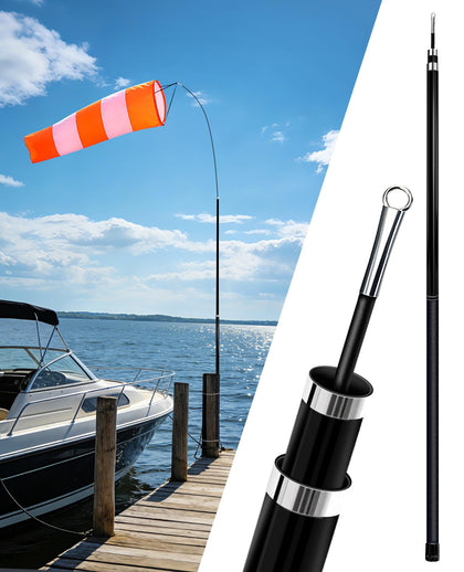 Docarbonfi windsock pole 8ft assembled for campsite wind direction.