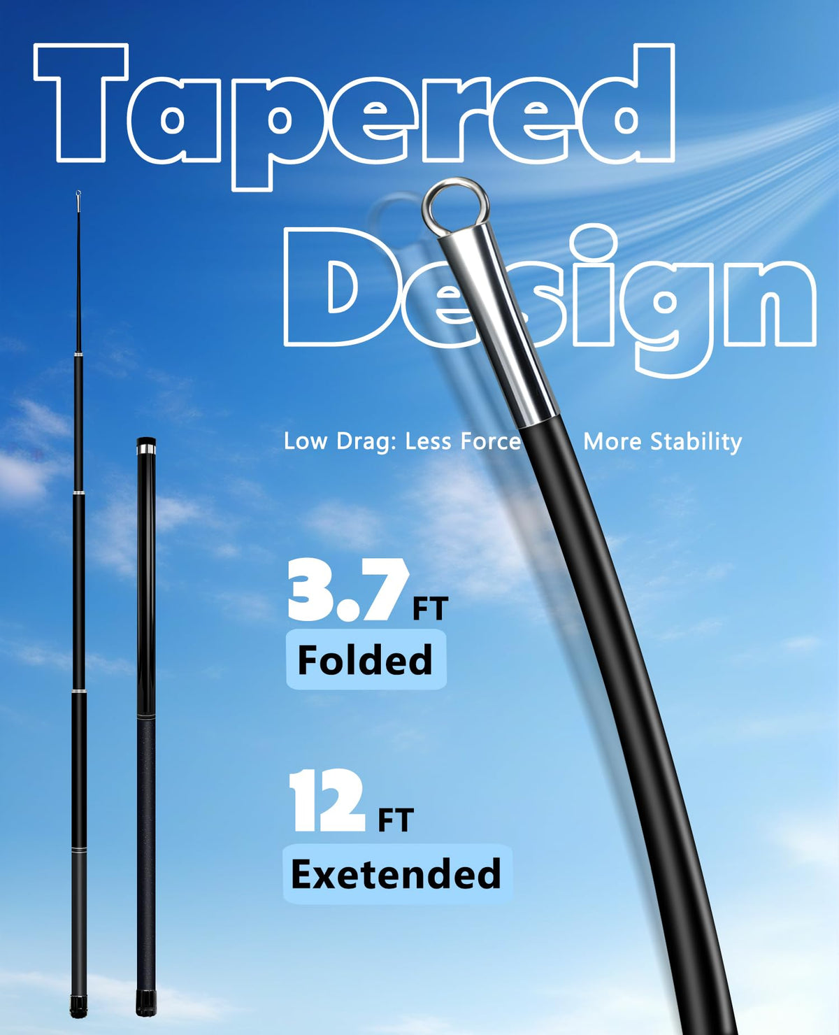 Docarbonfi Windsock Pole twist-lock action keeps sections secure during setup