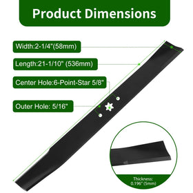 DOCAS 21-inch mulching blades for 42-inch deck front-pack shot with two blades ready.