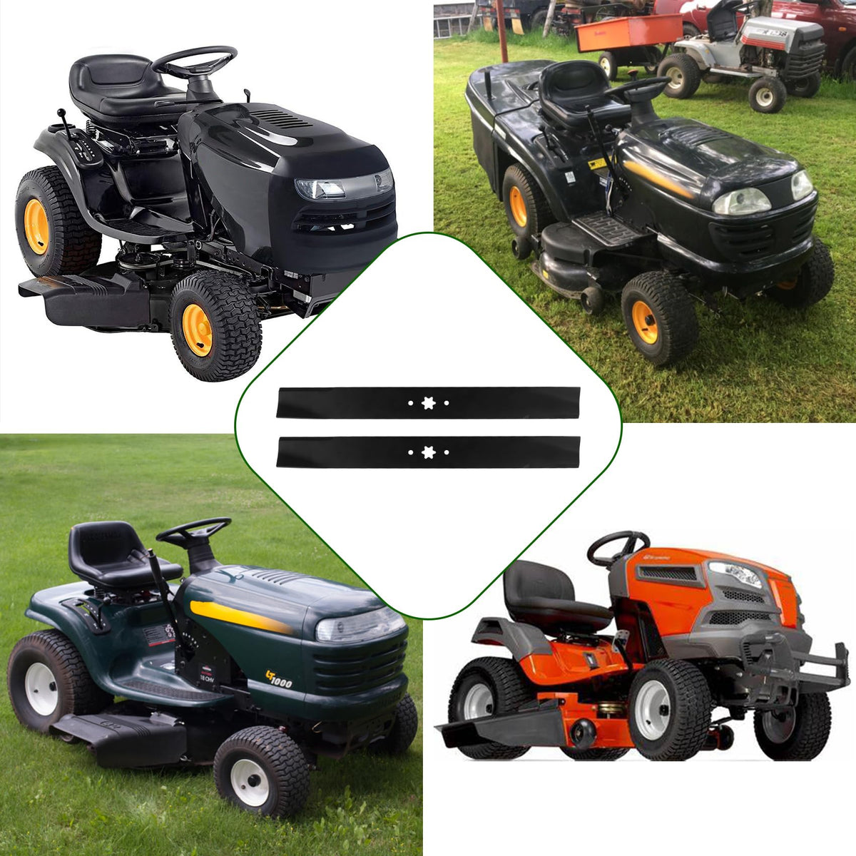 DOCAS blades installed on a 42-inch mower deck demonstrating proper fit.