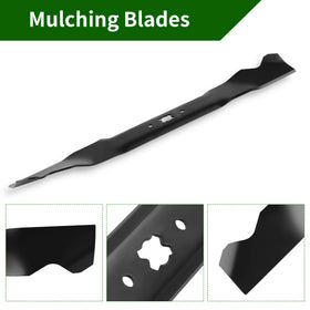 DOCAS two-pack mulching blades ready for quick swap on compatible decks