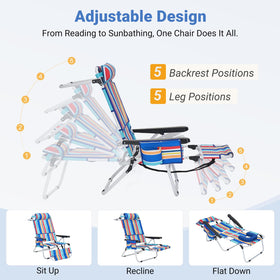 DoCred chair length supports full-body relaxation during portable beach setups.