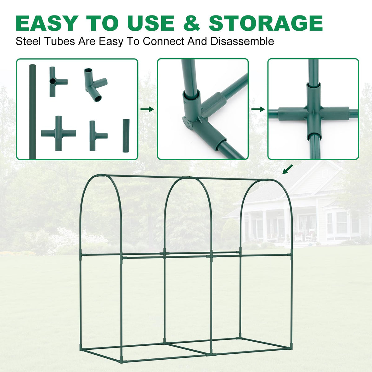 DoCred crop cages easy-assembly storage shows quick setup and season-to-season convenience
