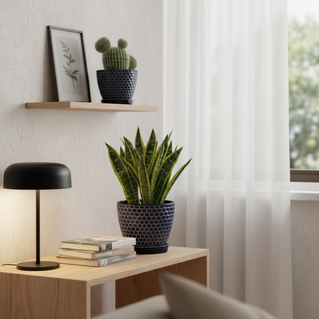 Docrin blue honeycomb pot nestable design for easy storage