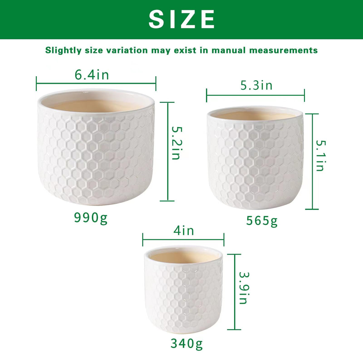 Docrin ceramic pots showcase a white honeycomb texture for elegant spaces.