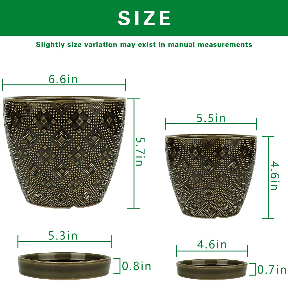 Docrin dark-green ceramic planter 5.5-inch ideal for desk herbs and accents.