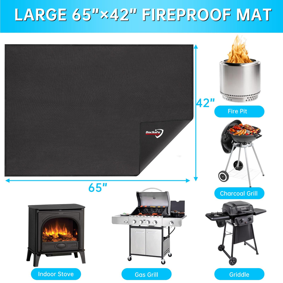 DocSafe fire pit mat folded for portable storage and transport.