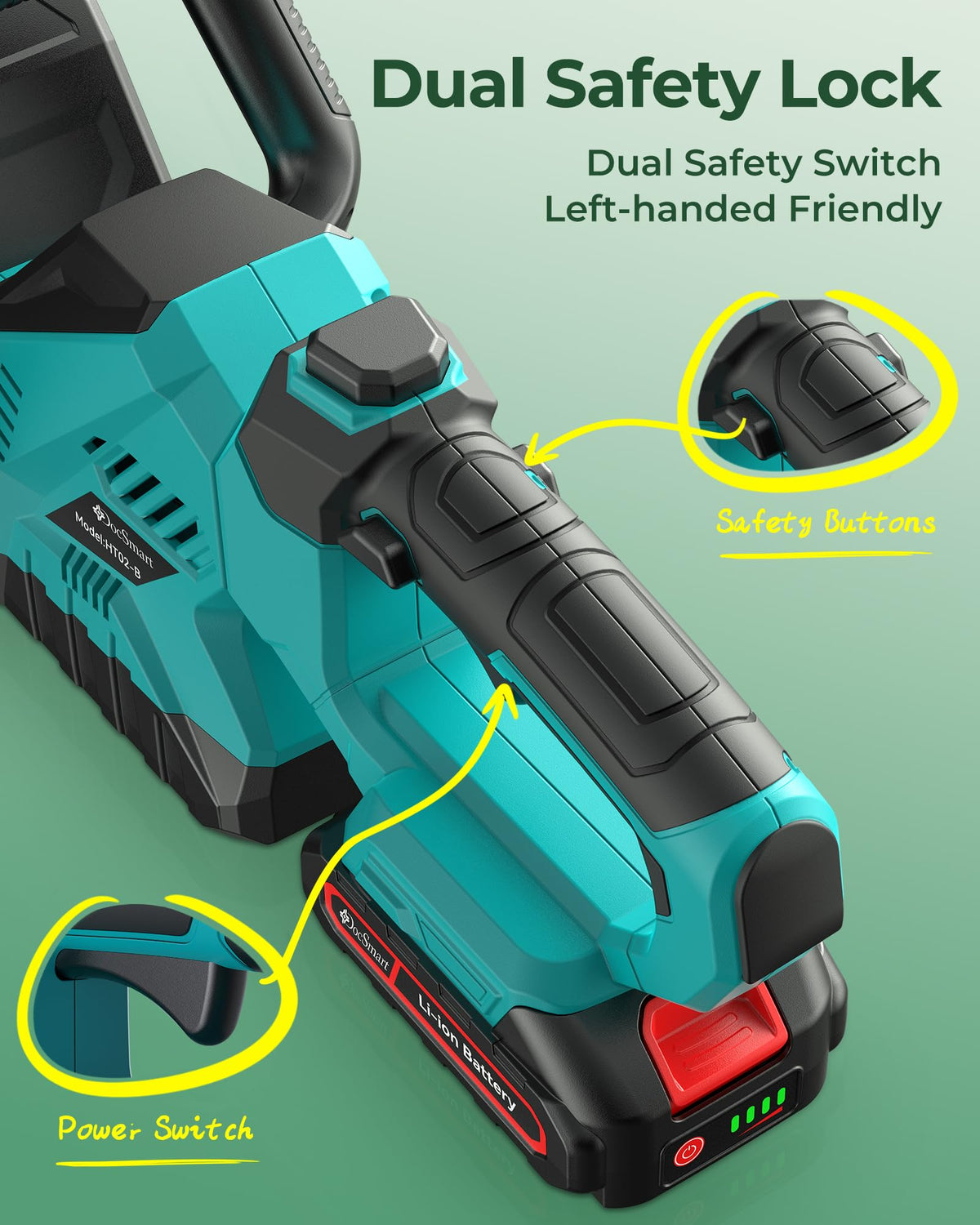 DocSmart cordless dual-battery setup supports extended trimming sessions.