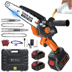 DocSmart electric mini chainsaw in action for efficient pruning and clean cuts