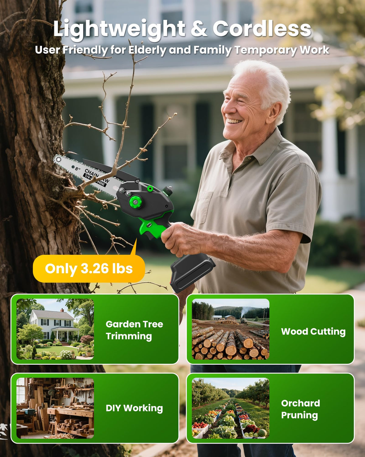 Ergonomic non-slip handle on the DocSmart chainsaw for better control