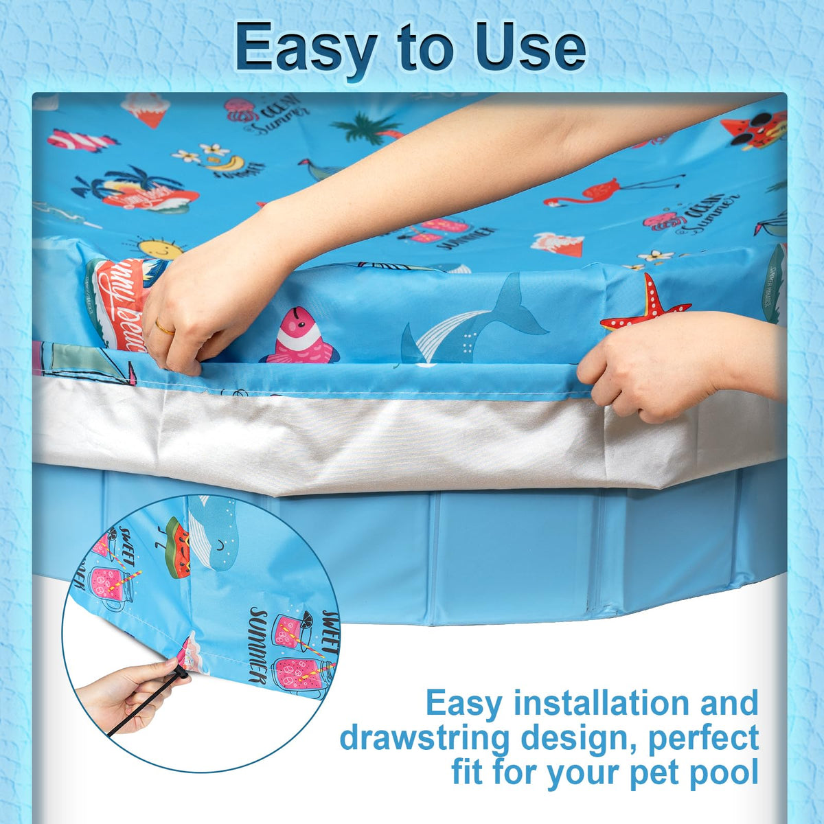Docuwee dog pool cover is washable and quick-dry for easy maintenance