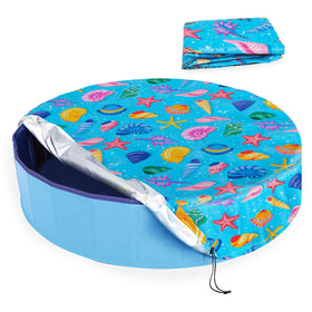 Docuwee round dog pool cover with starfish pattern protects water from debris