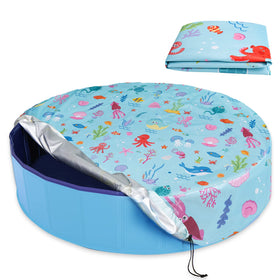 Docuwee round pool cover 63inch showing secure fit and protection against debris