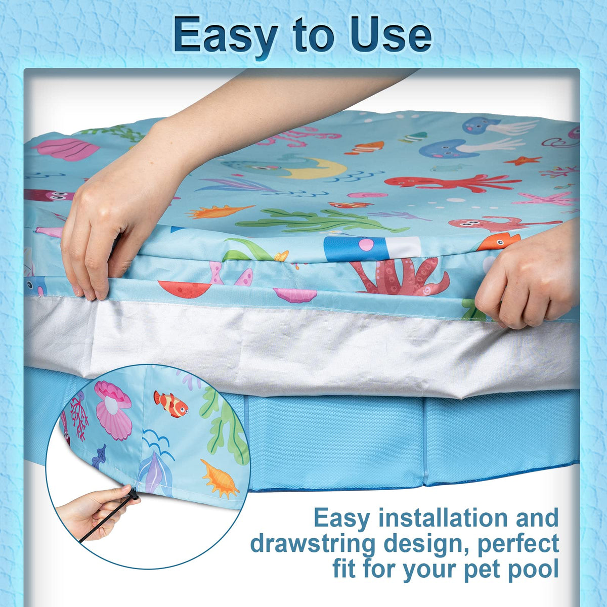 Docuwee washable pool cover shown folded for storage