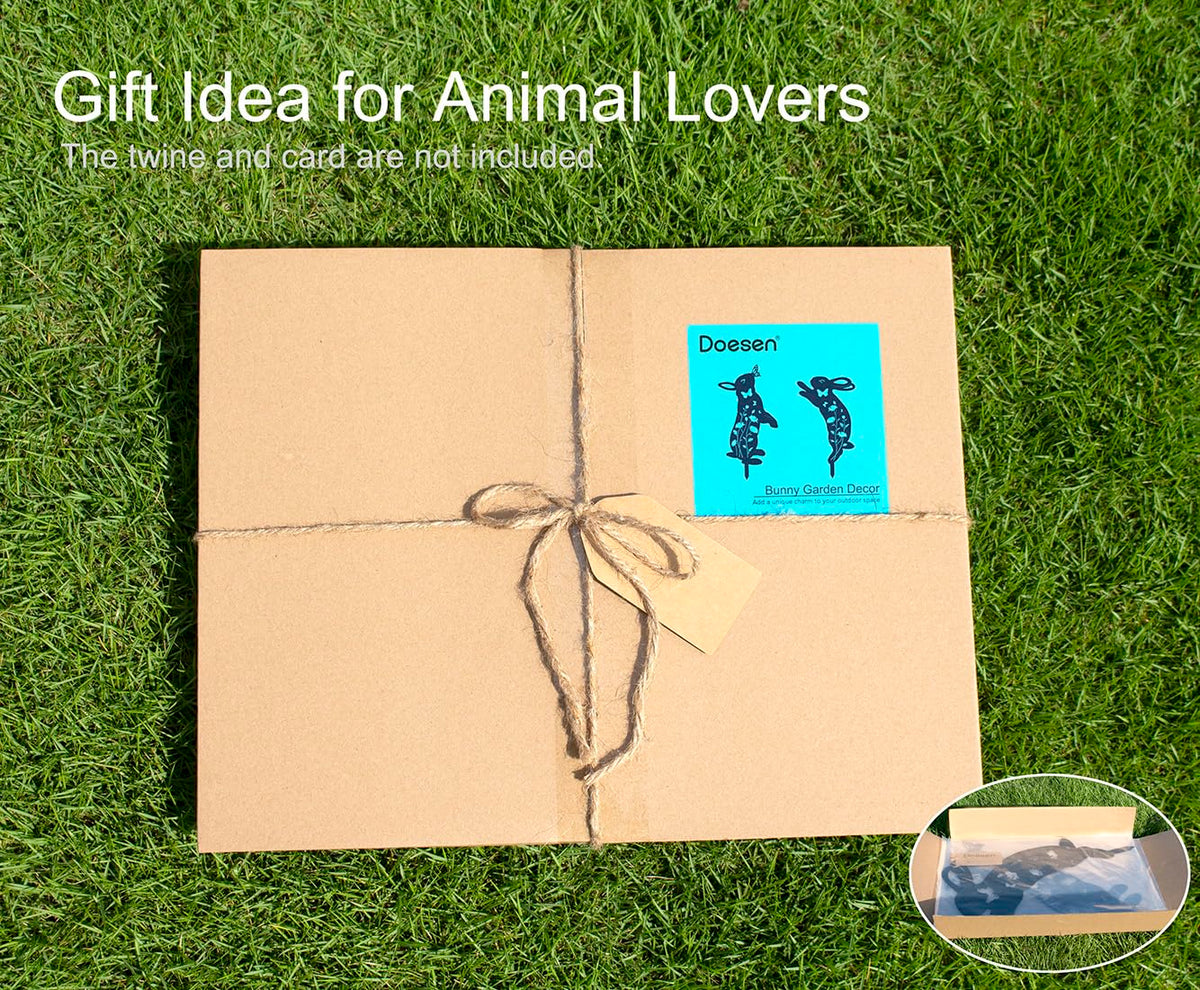 Doesen bunny garden sculpture enhances outdoor decor on lawns.