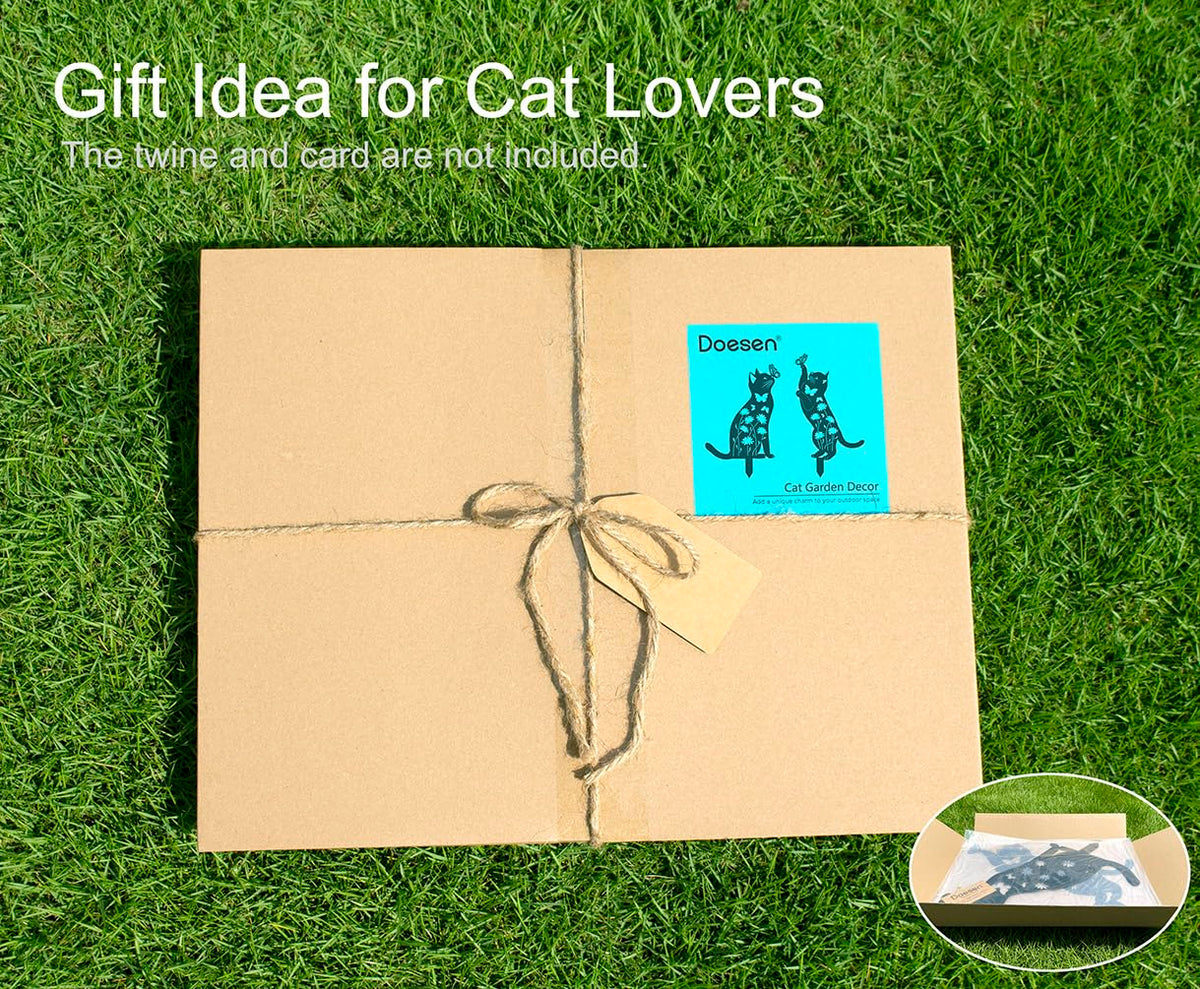Doesen cat garden decor rust-proof metal withstands weather